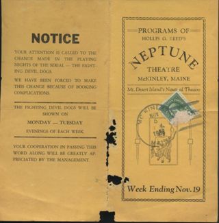 Neptune Theatre Program Week Ending Nov. 19, 1938
