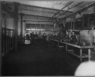 Underwood canning factory interior & workers
