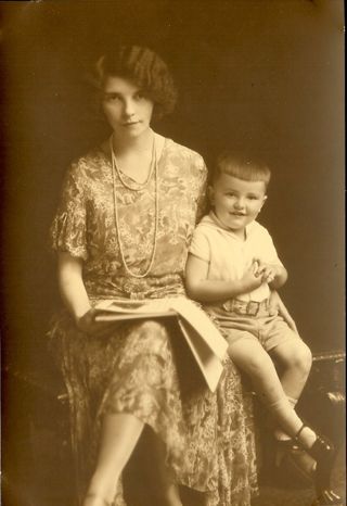 professional photo of Evelyn Dawes Stanley sitting with son, Wayne