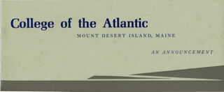 College of the Atlantic: an announcement, 1971