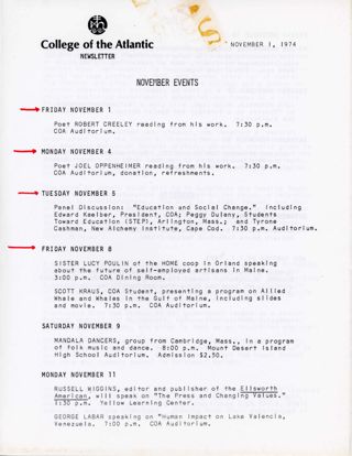 COA Newsletter, November 1, 1974