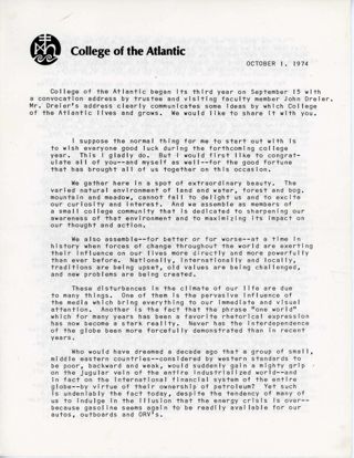 COA Newsletter, October 1, 1974