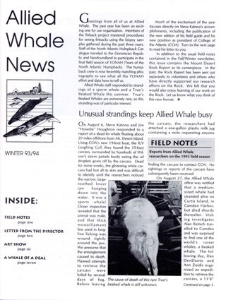 Allied Whale News, Winter 1993/1994