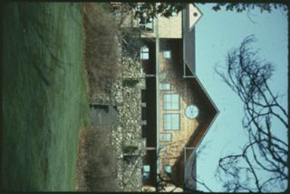 View of Kaelber Hall from Beatrix Farrand Garden (?)