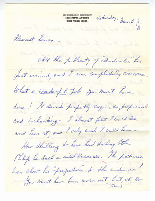 <span data-sheets-root="1">Letter to Louisa Kennedy From Anna Kennedy, March 7, 1969</span>