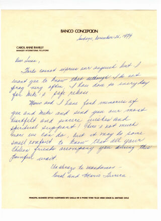 <span data-sheets-root="1">Letter to Louisa Kennedy from Carol Anne Rahilly and Mario Herrera 11/26/1979</span>