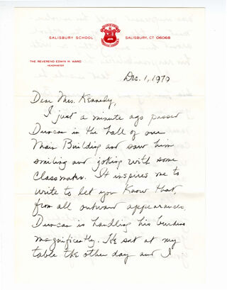 <span data-sheets-root="1">Letter to Louisa Kennedy from Rev. Edwin M. Ward, 12/1/1979</span>