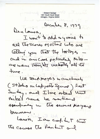 <span data-sheets-root="1">Letter to Louisa Kennedy from Edward Savage, 12/8/1979</span>