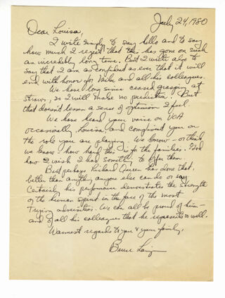 <span style="font-family: 'Arial',sans-serif; color: black; mso-color-alt: windowtext;">Letter to Louisa Kennedy from Bruce Laingen July 24, 1980</span>