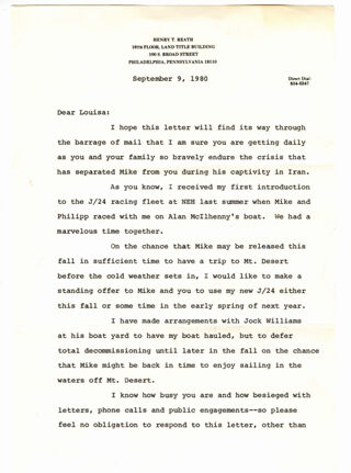 Letter to Louisa Kennedy from Henry Reath, September 9, 1980
