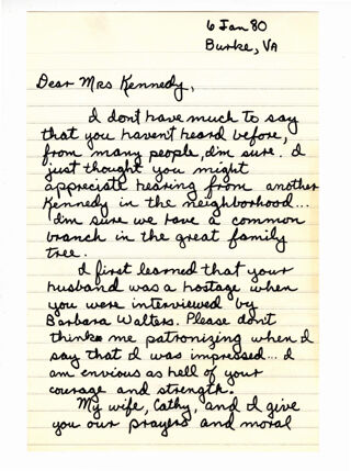 Letter to Louisa Kennedy from John, Cathy, Tracy, Joshua Kennedy, ND