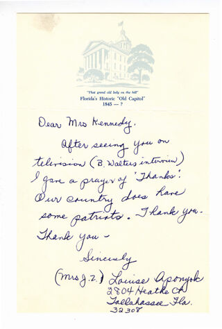 Letter to Louisa Kennedy from Louise Aponyok, ND