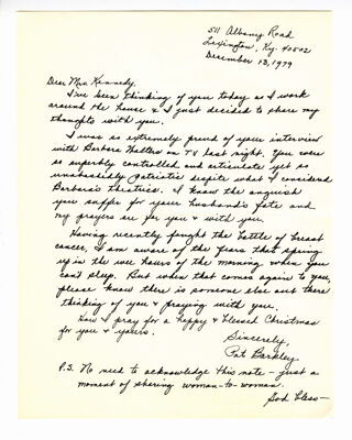 Letter to Louisa Kennedy from Pat Barkley, 12/13/1979