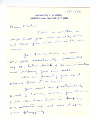 Letter to Mike Kennedy from Peter Kennedy, 12/13/1979