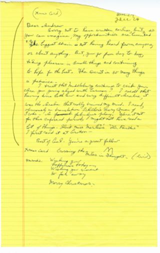 Notes on a Christmas card sent to Andew Kennedy from Mike Kennedy, Dec 24, 1979