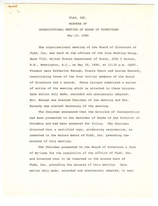 FLAG Board of Director's Meeting Minutes, May 10, 1980