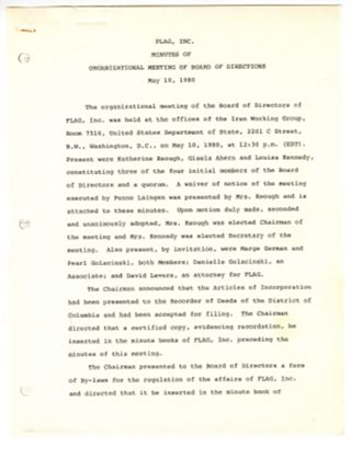 FLAG Board of Director's Meeting Minutes with attachments, May 10, 1980