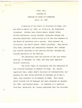 FLAG Board Meeting Minutes, March 16, 1981