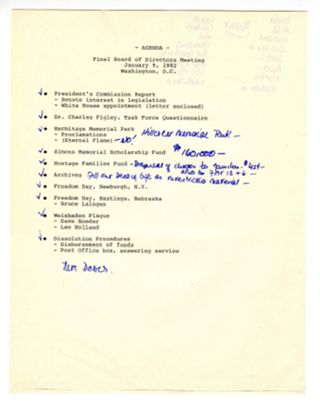 Annotated Board of Directors Meeting Agenda and Louis Kennedy's personal notes.&nbsp;