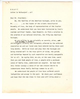 Draft of Letter to Rafsanjani, ND
