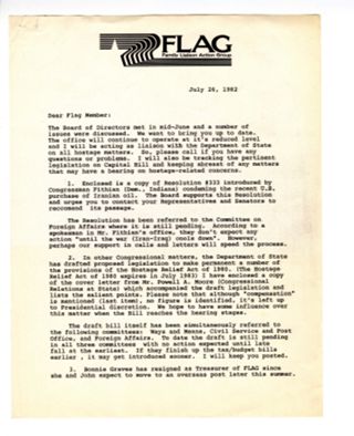 Letter to FLAG members from Laura Dalley Tobin, July 26, 1982