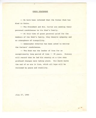 FLAG Press Release, July 27, 1980
