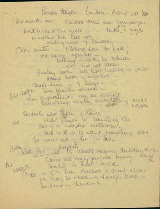 Notes on Brian Hayes Meeting, April 24, 1980&nbsp;