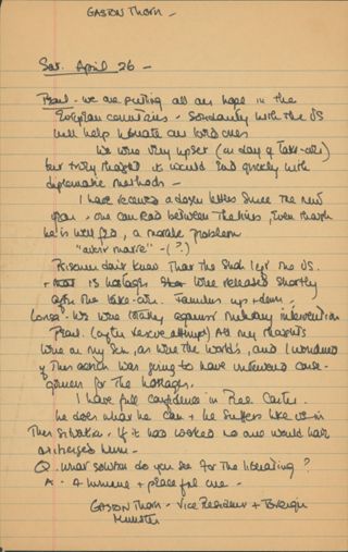 Louisa Kennedy's notes for April 26-28, 1980