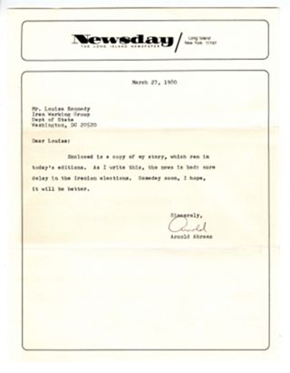 Letter to Louisa Kennedy from Arnold Abrams, March 27, 1980
