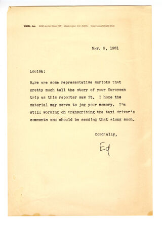 Letter to Louisa Kennedy from Ed Meyers, November 9, 1981